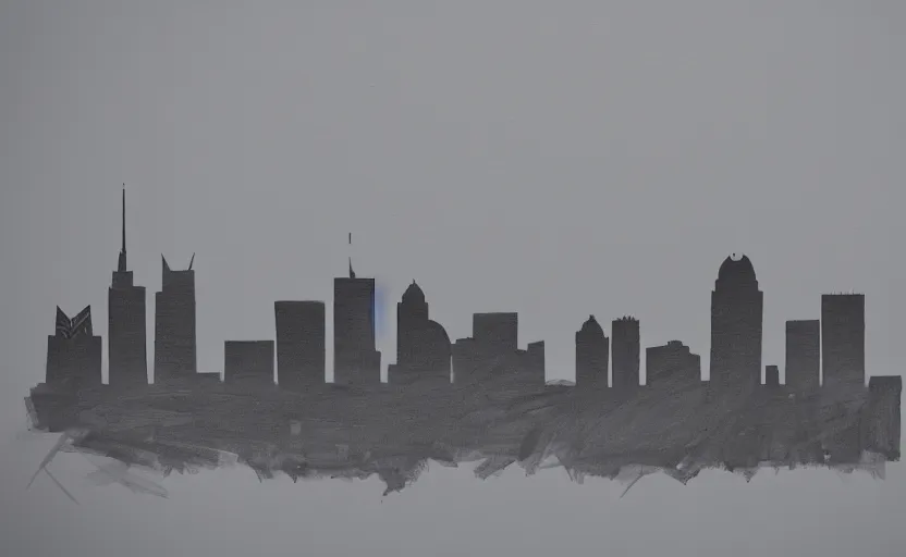 Prompt: minimalist hand drawing of frankfurt skyline