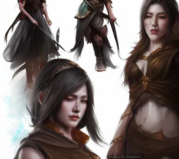 Image similar to high fantasy female character profile realistic concept art by hao zeng-H 832