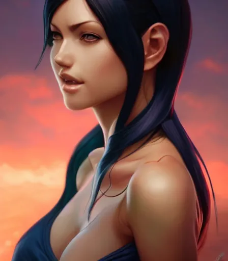 Image similar to beautiful portrait of Nico Robin , character design by charlie bowater, ross tran, artgerm, and makoto shinkai, detailed, soft lighting, rendered in octane