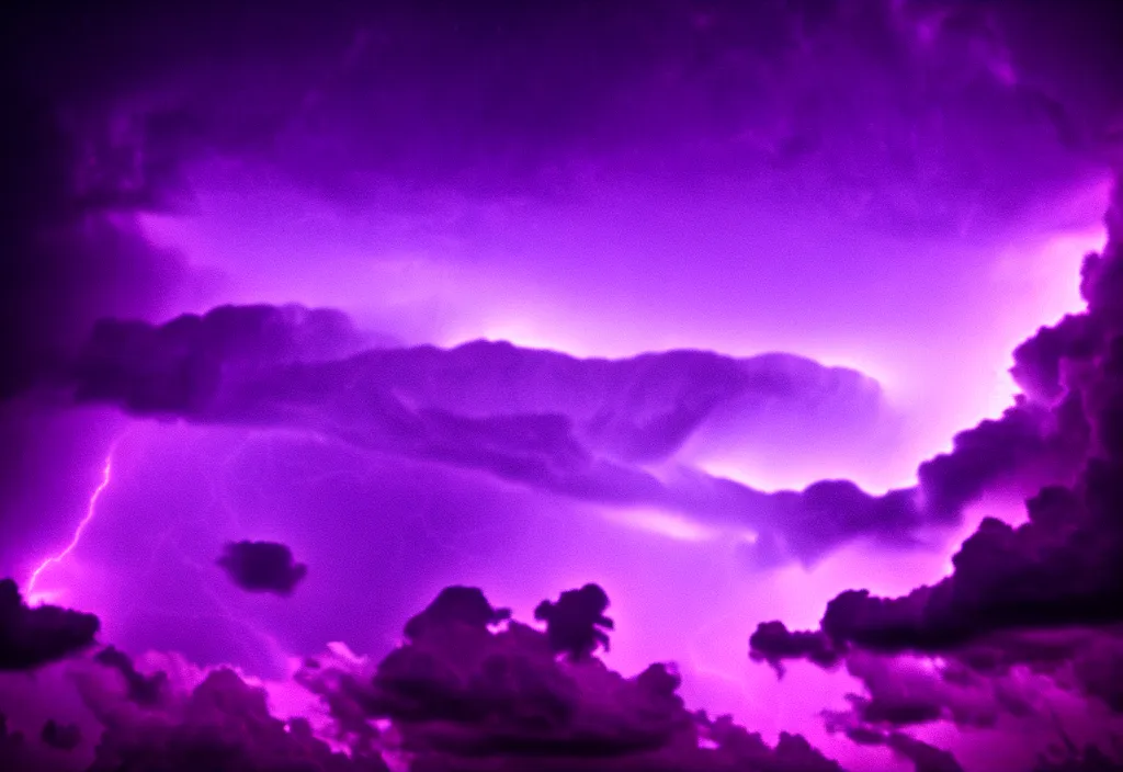 Image similar to purple color lighting storm with Aztecs fighting enemies nebula sky with dramatic clouds 50mm shot