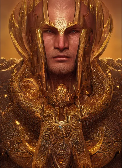 Image similar to gilgamesh, eternal, au naturel, hyper detailed, digital art, trending in artstation, cinematic lighting, studio quality, smooth render, unreal engine 5 rendered, octane rendered, art style by klimt and nixeu and ian sprigger and wlop and krenz cushart