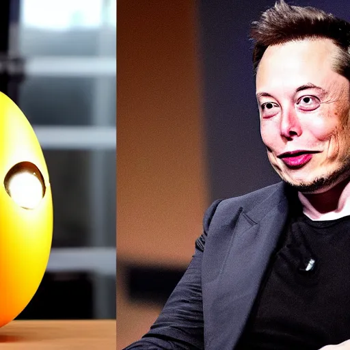 Prompt: Elon Musk's face on a shiny egg. Polished. n -6