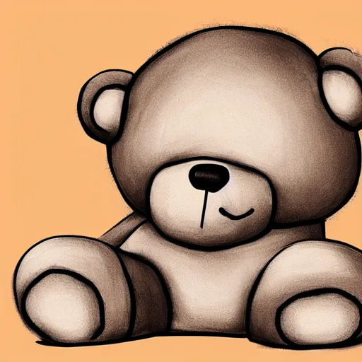 Image similar to young man burying his face on the belly of a giant teddy bear, cute, digital painting,