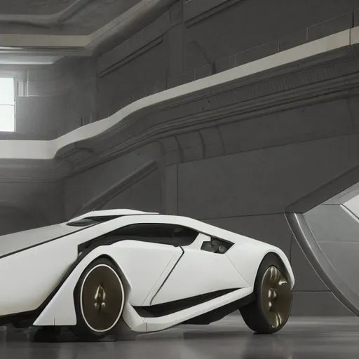 Image similar to sci-fi car and wall structure in the coronation of napoleon painting by Jacques-Louis David in the blade runner 2049 film and point cloud in the middle and everything in form of zaha hadid architects artwork by caravaggio unreal engine 5 keyshot octane lighting ultra high detail ultra hyper realism 8k 16k in plastic dark tilt shift full-length view