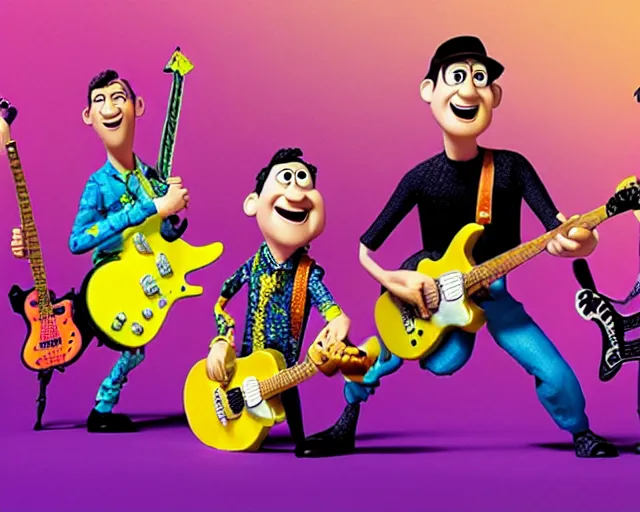 Prompt: A rock band as Pixar figurines, vibrant, hyperrealistic, Maximalism, mystical, ornate, Intricate