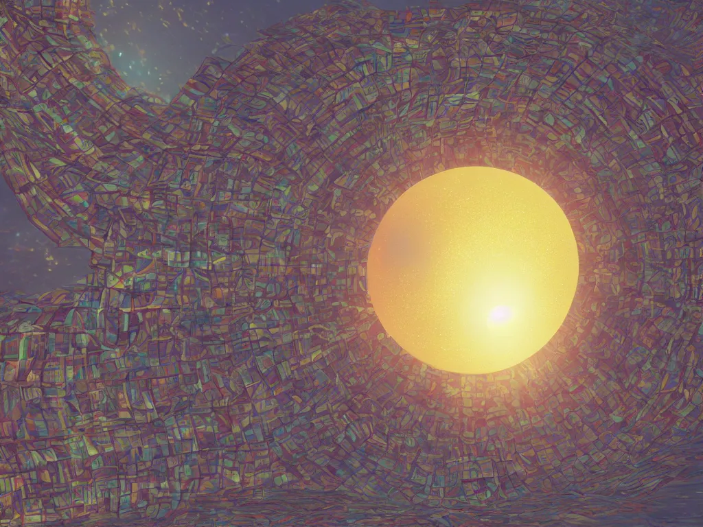 Prompt: 3 d render, sunlight study, the universe is a spheroid region 7 0 5 meters in diameter, art nouveau, by margaret mee and ( ( ( ( ( lisa frank ) ) ) ) ), 8 k, sharp focus, octane render