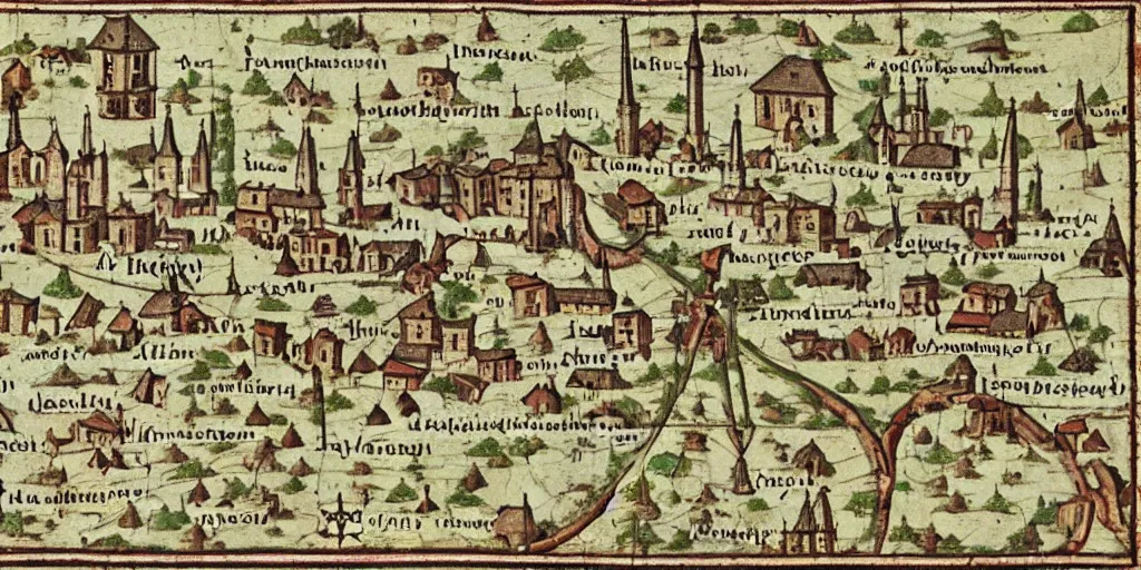 Image similar to medieval map of the town of yelm