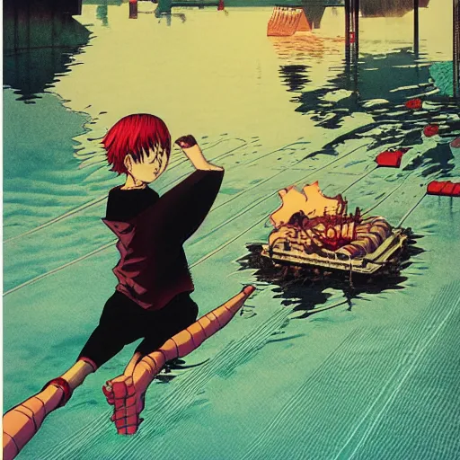 Prompt: exploding hearts swimming souls the forgotten truth we already know, in the style of jamie hewlett killian eng kawase hasui riyoko ikeda, 3 d render ar