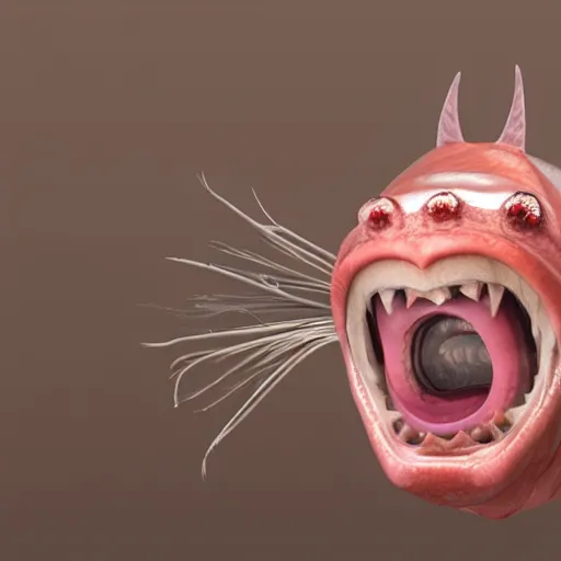 Prompt: angler fish laughing