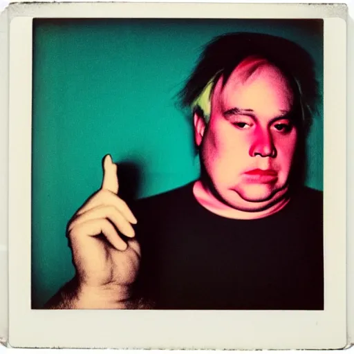 Image similar to color polaroid portrait of a fat man by andy warhol.