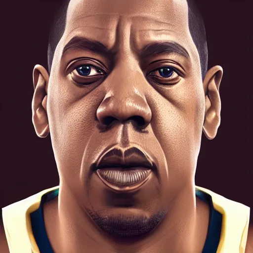 jay z, 3 d character art, wearing basketball jersey