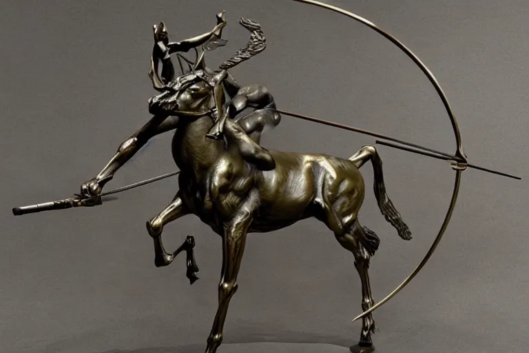 Image similar to sagittarius astrological sign sculpture in bronze by stanisław szukalsk, detailed, 3 d, 8 k