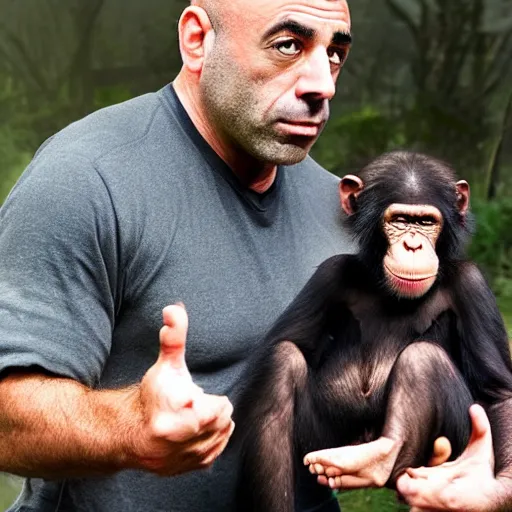 Image similar to joe rogan with a chimp