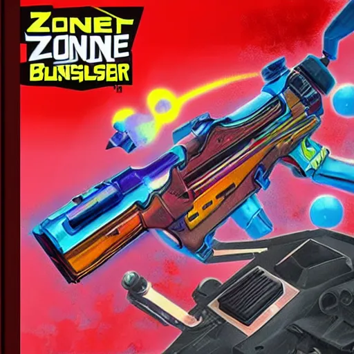 Image similar to video game box art of a game called zone blaster, highly detailed cover art.