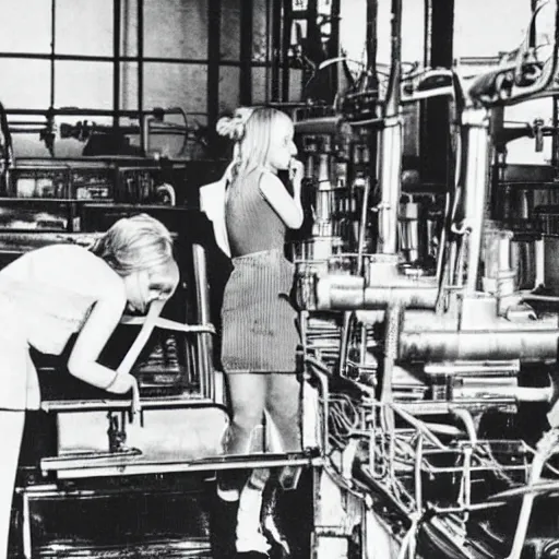 Prompt: vintage monochrome photograph of Britney Spears working in a munitions factory, 8k, highly detailed, highly intricate,