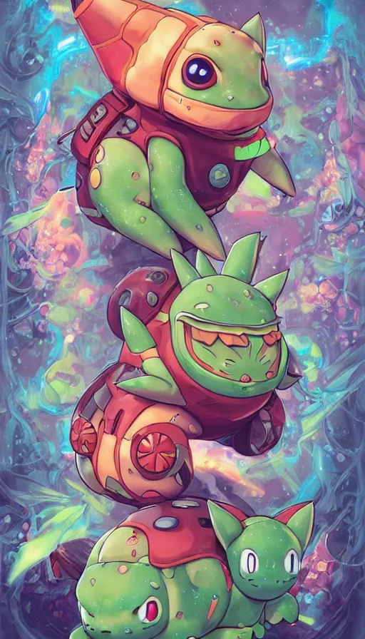 Image similar to lofi BioPunk Pokemon Bulbasaur portrait Pixar style by Tristan Eaton_Stanley Artgerm and Tom Bagshaw,