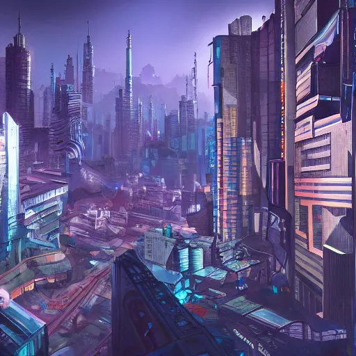 a cyberpunk city, watercolor, earth tones, intricate, | Stable ...