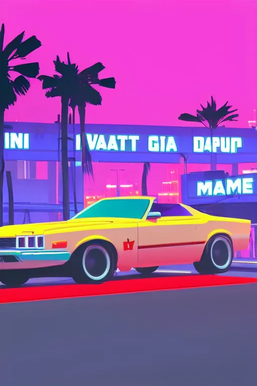 Prompt: grand theft auto 6 return to vice city. pop art, no duplicate image, glowing lights, ultra details, digital painting, artstation, concept art, smooth, sharp focus, illustration, intecrate details, art by richard hamilton and mimmo rottela, pixels art by paul robertson