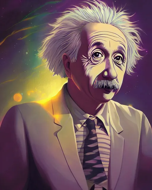 Prompt: einstein portrait, junji ito, kentaro miura, underwater aura, gilding, leiji matsumoto, sylvain sarrailh, stylized, artstation