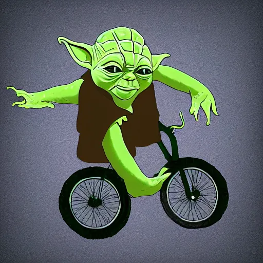 baby yoda riding a bicycle by rembrandt, Stable Diffusion