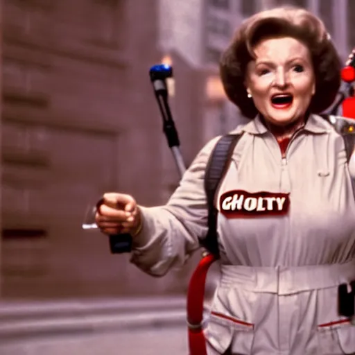 Image similar to stunning awe inspiring betty white as a ghostbuster in the movie ghostbusters, movie still 8 k hdr atmospheric lighting