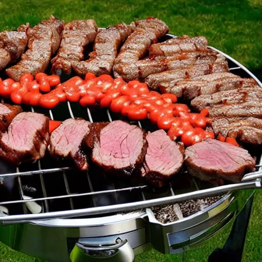 Prompt: a bbq with the largest beef in the world