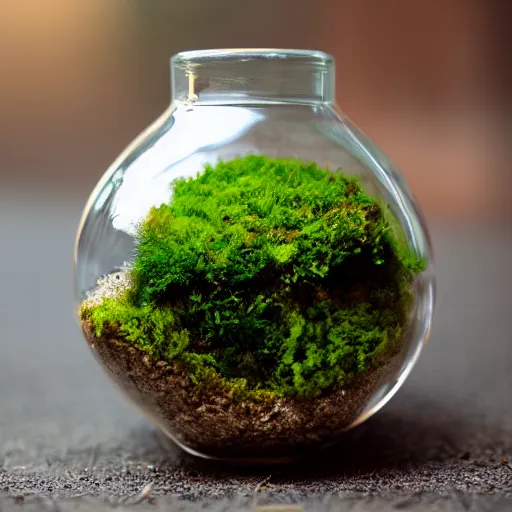 Image similar to moss terrarium, design award, beautiful, 4 k, bokeh