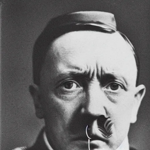 Image similar to adolf hitler with his mouth glued with tape, photo by gustave baumann