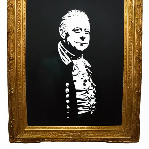 Image similar to individual king george iii silk screen portrait banksy style