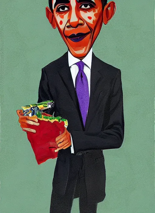 Prompt: barack obama as the joker in the style of ernst ludwig kirchner