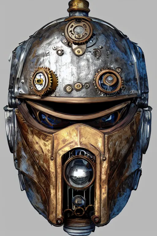 Image similar to steampunk helmet fantasy art mask robot ninja stylized digital illustration sharp focus, elegant intricate digital painting artstation concept art global illumination ray tracing advanced technology chaykin howard and campionpascale and cooke darwyn and davis jack