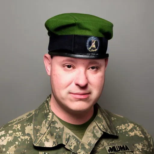 Prompt: professional photo of cthulhu - man in military beret