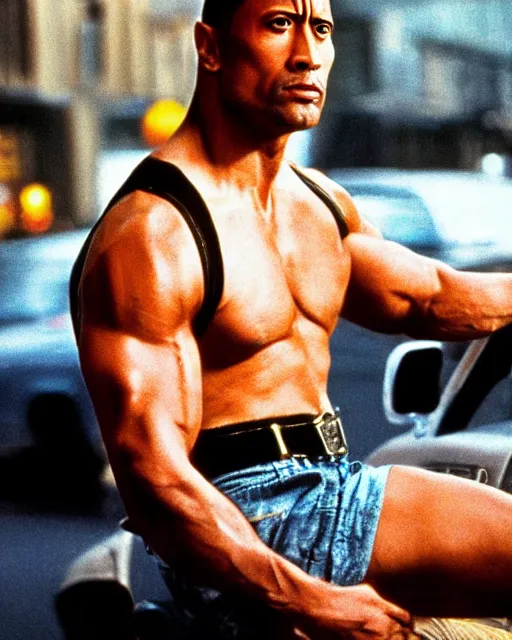 Image similar to film still close - up shot of dwayne johnson as travis bickle from the movie taxi driver. photographic, photography