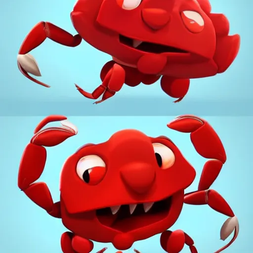 Image similar to a handsome attractive anthropomorphic red crab wearing a blue polo shirt, trending on artstation