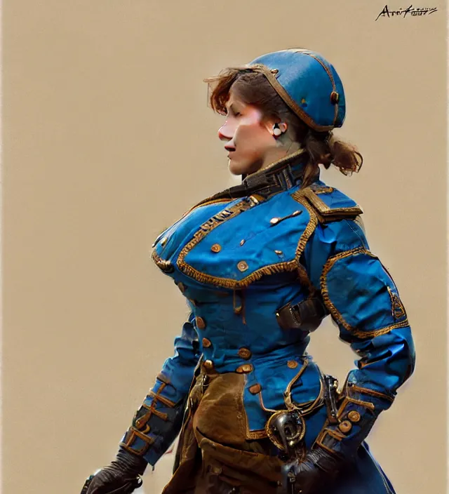 Prompt: portrait of a czech woman wearing a blue traditional nineteenth century military jacket, metal shoulder pauldrons, intricate, highly detailed, digital painting, artstation, concept art, sharp focus, cinematic lighting, illustration, art by artgerm and greg rutkowski, alphonse mucha, cgsociety