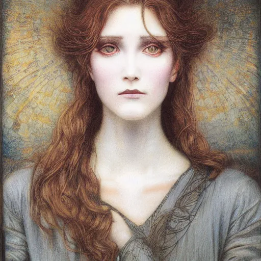 Image similar to beauty girl, a painting in the style of ayami kojima and in the style of jean delville and in the style of charles dulac.