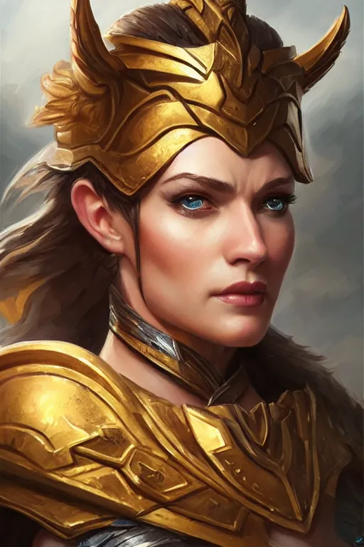 Image similar to amazon valkyrie athena, d & d, fantasy, portrait, highly detailed, headshot, digital painting, trending on artstation, concept art, sharp focus, illustration, art by artgerm and greg rutkowski and magali villeneuve