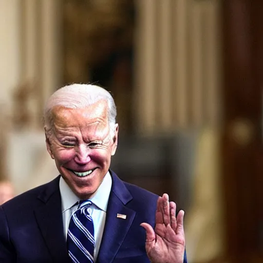 Image similar to smiling biden with closed eyes praying in a russian church