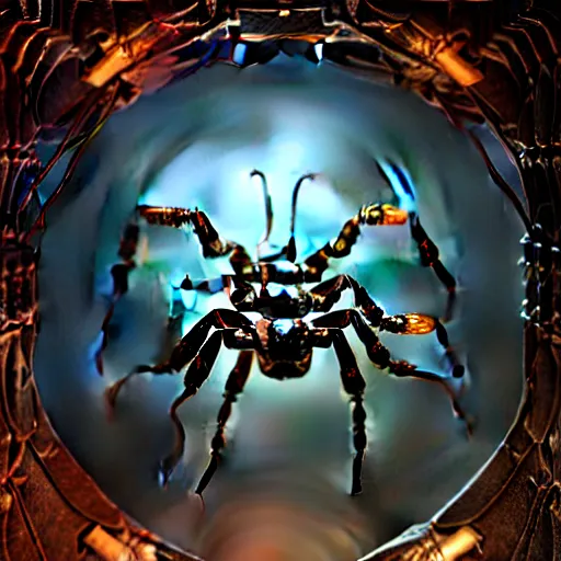 Prompt: A photorealistic miniature 3d render of a scorpion made of circuits wide view shot by ellen jewett , tomasz alen kopera and Justin Gerard symmetrical features, ominous, magical realism, texture, intricate, ornate, royally decorated, android format, windows, many doors, roofs, complete house , whirling smoke, embers, red adornments, red torn fabric, radiant colors, fantasy, trending on artstation, volumetric lighting, micro details, 3d sculpture, ray tracing, 8k