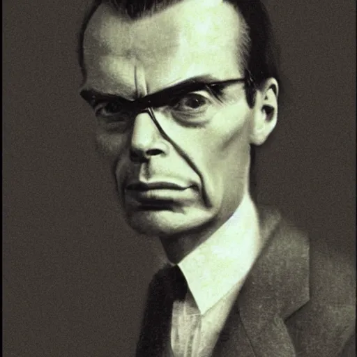 Image similar to photorealistic portrait of aldous huxley