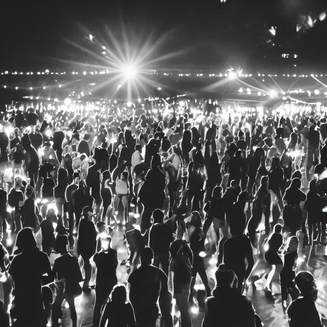 Image similar to DSLR photograph of a busy dance floor at night, sharp focus