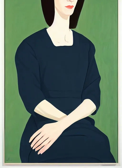 Prompt: a portrait of a pretty young lady by alex katz