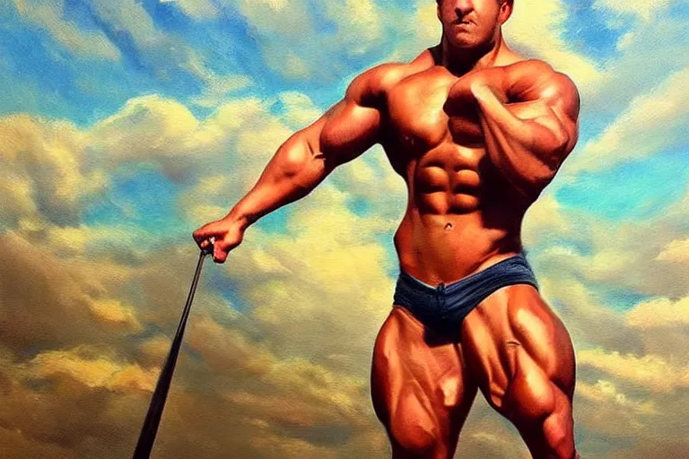 Image similar to muscle, fantasy, painting, ultra realistic!!!, clear weather, golden hour, sharp focus