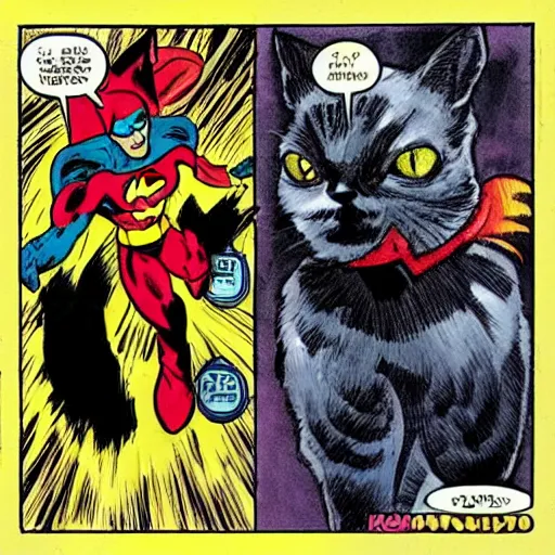 Image similar to a cat in the style of DC Comics