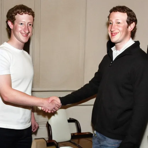 Image similar to mark zuckerberg and michael jackson shaking hands