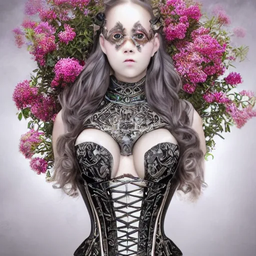 Image similar to A masterpiece ultrarealistic ultradetailed portrait of a Incredibly beautiful angel armored princess knight IN INCREDIBLE ceramic GAS MASK WITH FLOWERS and swarovski crystals. baroque renaissance. in the forest. White amazing corset. medium shot, intricate, elegant, highly detailed. trending on artstation, digital art, by Stanley Artgerm Lau, WLOP, Rossdraws, James Jean, Andrei Riabovitchev, Marc Simonetti, Yoshitaka Amano. background by James Jean and Gustav Klimt, light by Julie Bell, 4k, porcelain skin. BY ZDIZISLAW BEKSINSKI Cinematic concept art