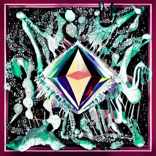 Prompt: paint dripping diamonds, styled as an album cover art