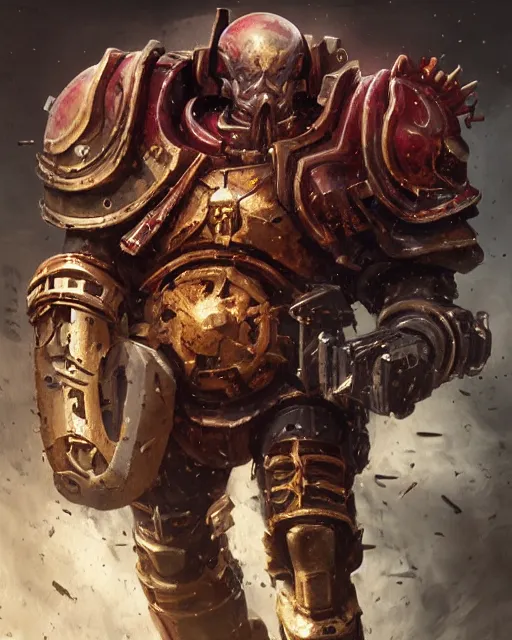 Image similar to hyper realistic portrait of heroic warhammer 4 0 k android head, cinematic, chaos marine, khorne, emperor, slaanesh, artstation, cgsociety, full head and shoulders, greg rutkowski, james gurney, mignola, craig mullins, brom redshift, vray, octane