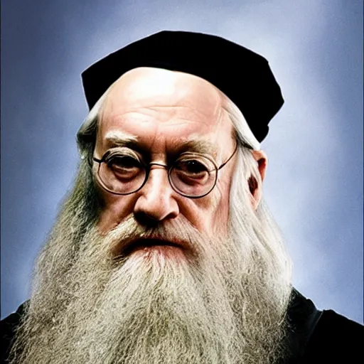 Prompt: Professor Dumbledore with Harry Potter face