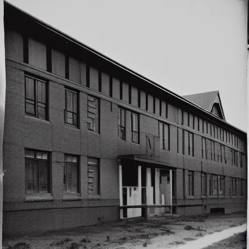 Image similar to a black and white photo of an old building by Dorothea Lange, featured on flickr, northwest school, 1920s, 1970s, 1990s